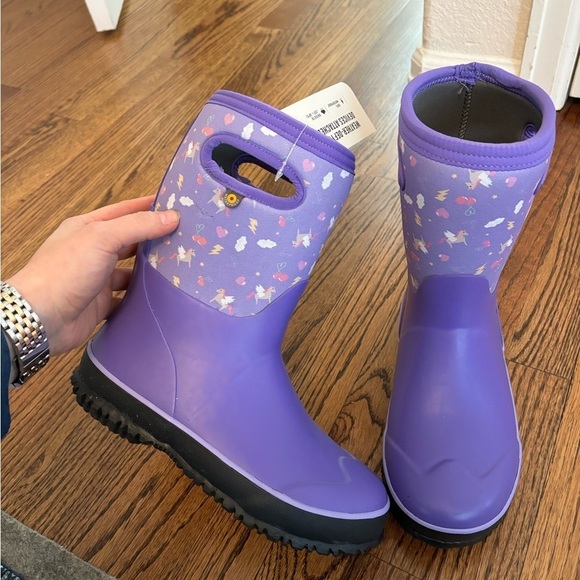 NEW Bogs | Kids Grasp Pegasus Purple Boots -22’F Waterproof Sz 5 Youth - Picture 1 of 8